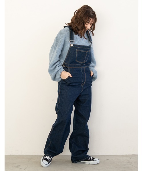 chocomee（チョコミー）の「men's like overalls（サロペット/オーバーオール・レディース・インディゴブルー・FREE）」の3枚目の写真