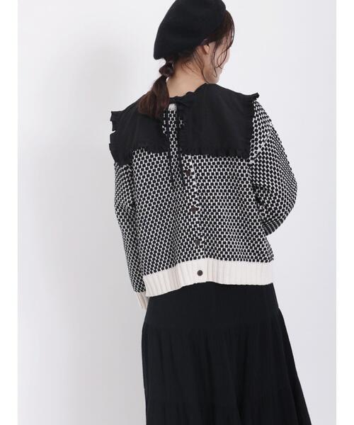 Samansa Mos2（サマンサ モスモス）の「【アンチピリング・マシンウォッシャブル】前後2WAYニット（カーディガン/ボレロ・レディース・ブラック/キナリ/グリーン/ピンク/モカ/イエロー・F）」の2枚目の写真
