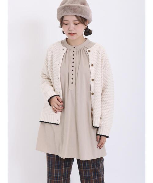 Samansa Mos2（サマンサ モスモス）の「【アンチピリング・マシンウォッシャブル】前後2WAYニット（カーディガン/ボレロ・レディース・ブラック/キナリ/グリーン/ピンク/モカ/イエロー・F）」の7枚目の写真