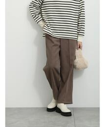 Samansa Mos2 blue | サイドベルトタックパンツ(その他パンツ)