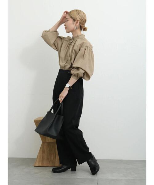 Samansa Mos2 blue（サマンサモスモスブルー）の「サイドベルトタックパンツ（その他パンツ・レディース・ブラック/グレー/ラベンダー・F）」の12枚目の写真