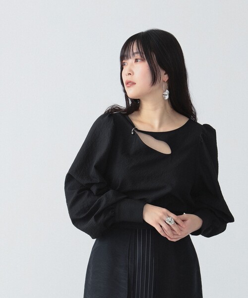 RBS（アールビーエス）の「RBS / リング パーツ スリット ブラウス（シャツ/ブラウス・レディース・ホワイト/ブラック・ONE SIZE）」の8枚目の写真