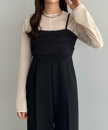 タックデザインワイドサロペット