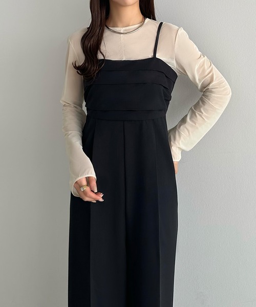 callautia（カラウティア）の「タックデザインワイドサロペット（サロペット/オーバーオール・レディース・グレー/ダークベージュ/ブラック・LARGE/MEDIUM/SMALL）」の15枚目の写真