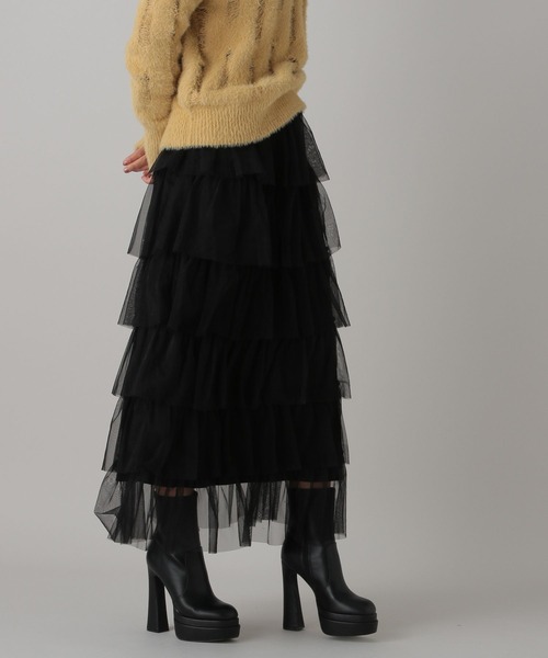 FOREVER 21（フォーエバー トゥエンティーワン）の「【2023AW】ティアードチュールスカート（スカート・レディース・アイボリー/ブラック/チャコールグレー・FREE）」の3枚目の写真