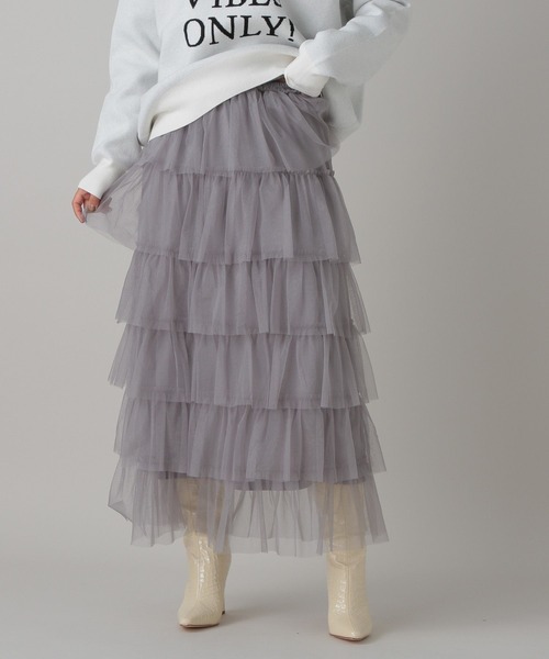 FOREVER 21（フォーエバー トゥエンティーワン）の「【2023AW】ティアードチュールスカート（スカート・レディース・アイボリー/ブラック/チャコールグレー・FREE）」の21枚目の写真