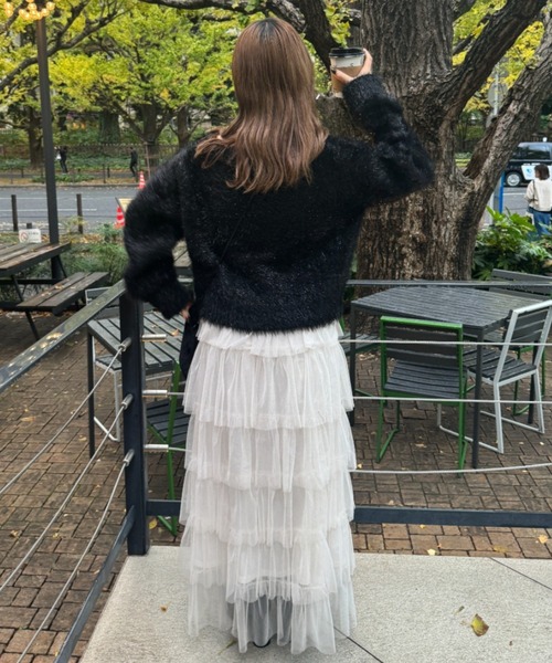 FOREVER 21（フォーエバー トゥエンティーワン）の「【2023AW】ティアードチュールスカート（スカート・レディース・アイボリー/ブラック/チャコールグレー・FREE）」の5枚目の写真