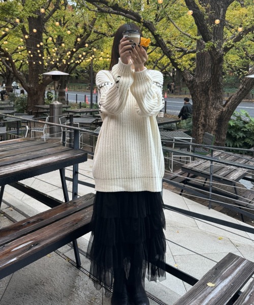 FOREVER 21（フォーエバー トゥエンティーワン）の「【2023AW】ティアードチュールスカート（スカート・レディース・アイボリー/ブラック/チャコールグレー・FREE）」の6枚目の写真