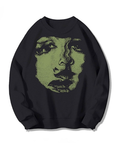 セール】big face print sweat / ビッグ フェイス プリント ホラー