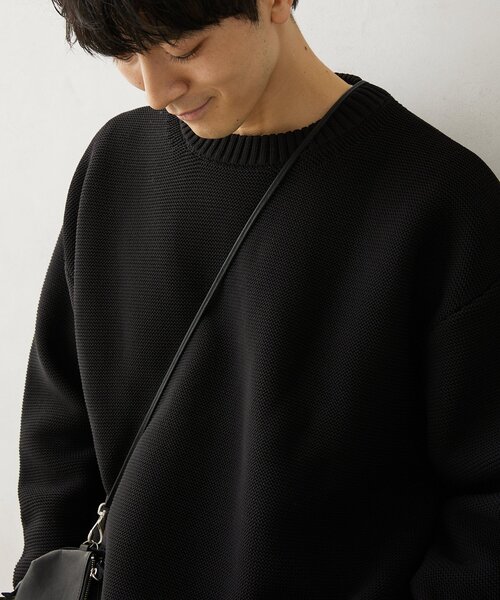 JOURNAL STANDARD relume（ジャーナルスタンダード　レリューム）の「【ニット+カットソーの2点SET】リサイクルポリエステル ガーターニット（ニット/セーター・メンズ・ブラック/アイボリー/グレー/ベージュ系その他/ブルー・MEDIUM/LARGE/SMALL）」の6枚目の写真