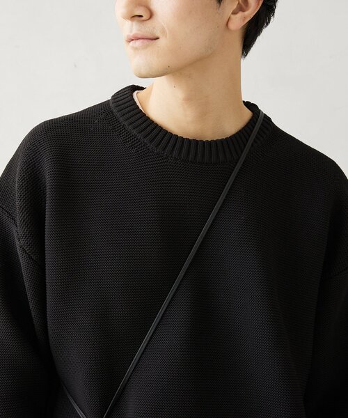 JOURNAL STANDARD relume（ジャーナルスタンダード　レリューム）の「【ニット+カットソーの2点SET】リサイクルポリエステル ガーターニット（ニット/セーター・メンズ・ブラック/アイボリー/グレー/ベージュ系その他/ブルー・MEDIUM/LARGE/SMALL）」の7枚目の写真