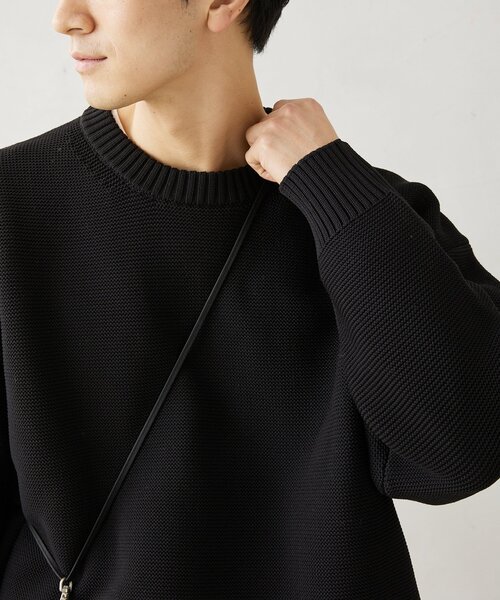 JOURNAL STANDARD relume（ジャーナルスタンダード　レリューム）の「【ニット+カットソーの2点SET】リサイクルポリエステル ガーターニット（ニット/セーター・メンズ・ブラック/アイボリー/グレー/ベージュ系その他/ブルー・MEDIUM/LARGE/SMALL）」の8枚目の写真