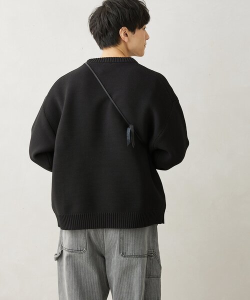 JOURNAL STANDARD relume（ジャーナルスタンダード　レリューム）の「【ニット+カットソーの2点SET】リサイクルポリエステル ガーターニット（ニット/セーター・メンズ・ブラック/アイボリー/グレー/ベージュ系その他/ブルー・MEDIUM/LARGE/SMALL）」の10枚目の写真