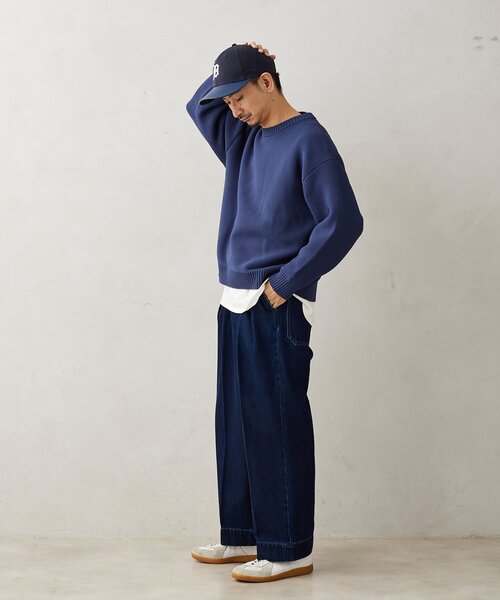 JOURNAL STANDARD relume（ジャーナルスタンダード　レリューム）の「【ニット+カットソーの2点SET】リサイクルポリエステル ガーターニット（ニット/セーター・メンズ・ブラック/アイボリー/グレー/ベージュ系その他/ブルー・MEDIUM/LARGE/SMALL）」の12枚目の写真