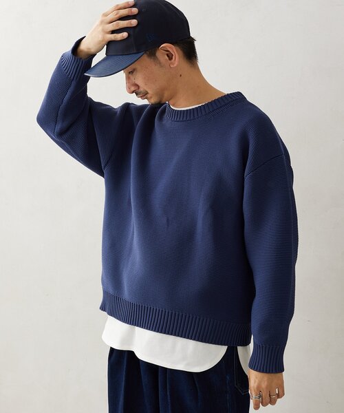 JOURNAL STANDARD relume（ジャーナルスタンダード　レリューム）の「【ニット+カットソーの2点SET】リサイクルポリエステル ガーターニット（ニット/セーター・メンズ・ブラック/アイボリー/グレー/ベージュ系その他/ブルー・MEDIUM/LARGE/SMALL）」の16枚目の写真