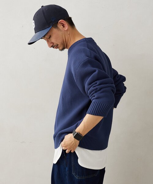 JOURNAL STANDARD relume（ジャーナルスタンダード　レリューム）の「【ニット+カットソーの2点SET】リサイクルポリエステル ガーターニット（ニット/セーター・メンズ・ブラック/アイボリー/グレー/ベージュ系その他/ブルー・MEDIUM/LARGE/SMALL）」の20枚目の写真