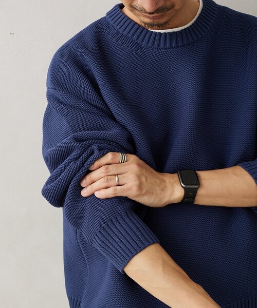 JOURNAL STANDARD relume（ジャーナルスタンダード　レリューム）の「【ニット+カットソーの2点SET】リサイクルポリエステル ガーターニット（ニット/セーター・メンズ・ブラック/アイボリー/グレー/ベージュ系その他/ブルー・MEDIUM/LARGE/SMALL）」の22枚目の写真