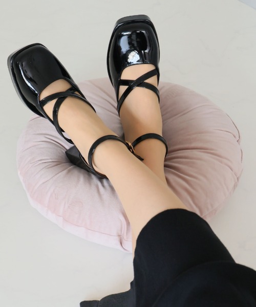 厚底プラットフォームクロスストラップパンプス ZOZOTOWN+