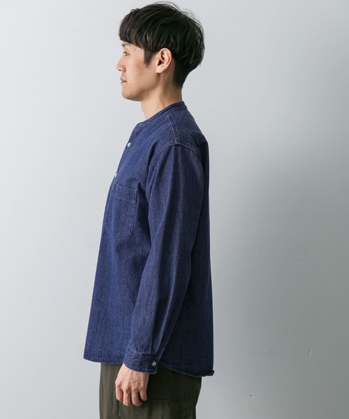 アーバンリサーチDOORS人気★デニムバンドカラーシャツM/インディゴ URBAN RESEARCH DOORS（アーバンリサーチドアーズ）の「デニム