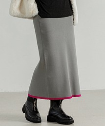 DAY CLOSET | レディース バイカラーハイゲージニットナロースカート ロング(スカート)