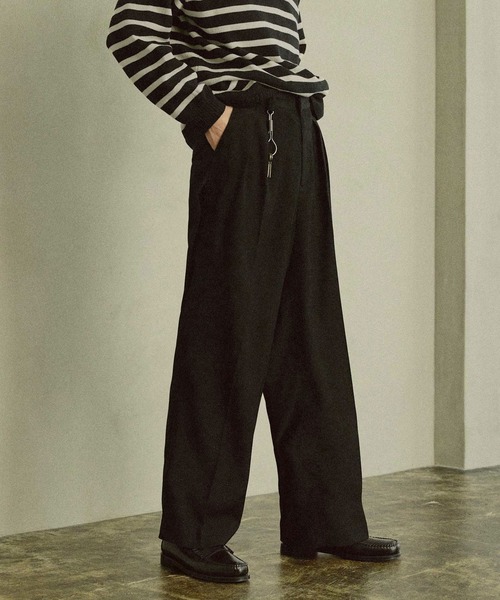 Bleme（ブレム）の「ミリタリー ドレープ ツータック ワイドストレートスラックス アジャスター付き（スラックス・メンズ・ブラック/ブラウン/ダークグレー・M/S/XL/L）」の7枚目の写真