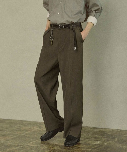 Bleme（ブレム）の「ミリタリー ドレープ ツータック ワイドストレートスラックス アジャスター付き（スラックス・メンズ・ブラック/ブラウン/ダークグレー・M/S/XL/L）」の21枚目の写真