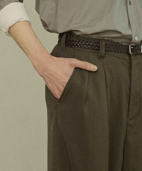 Bleme（ブレム）の「ミリタリー ドレープ ツータック ワイドストレートスラックス アジャスター付き（スラックス・メンズ・ブラック/ブラウン/ダークグレー・M/S/XL/L）」の9枚目の写真
