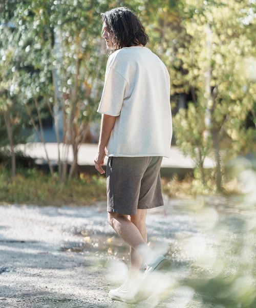 CAMBIO（カンビオ）の「msw1416-ボートネックルーズシルエットハーフスリーブスウェット（Tシャツ/カットソー・メンズ・グレー/オートミール/ブルーグリーン/ブラック・L/M/S）」の9枚目の写真