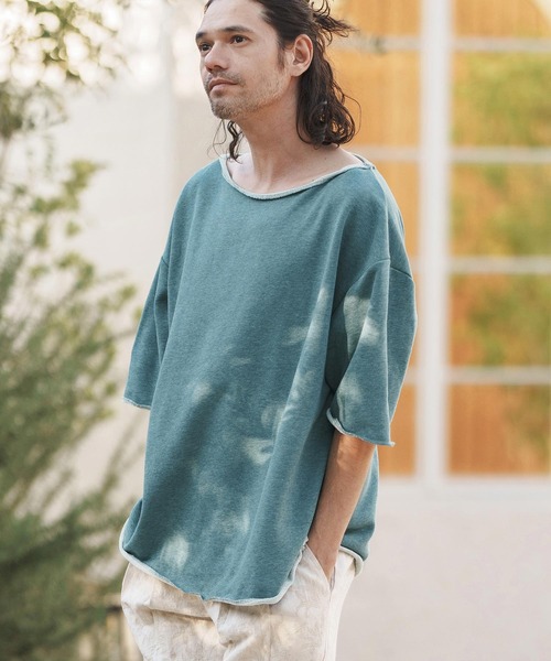 CAMBIO（カンビオ）の「msw1416-ボートネックルーズシルエットハーフスリーブスウェット（Tシャツ/カットソー・メンズ・グレー/オートミール/ブルーグリーン/ブラック・L/M/S）」の21枚目の写真