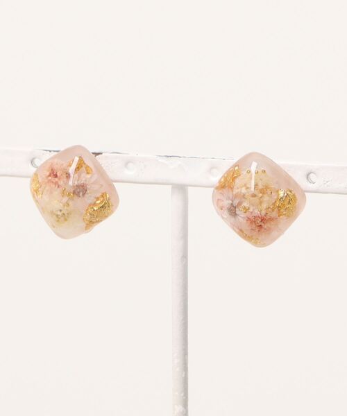 tone(トーン)の「【S.coeuf】【S.coeuf】金属アレルギー対応ピアス お花のスクエア×ゴールドボール(MA)(ピアス(両耳用)・レディース・グレー/ピンク・FREE)」の8枚目の写真