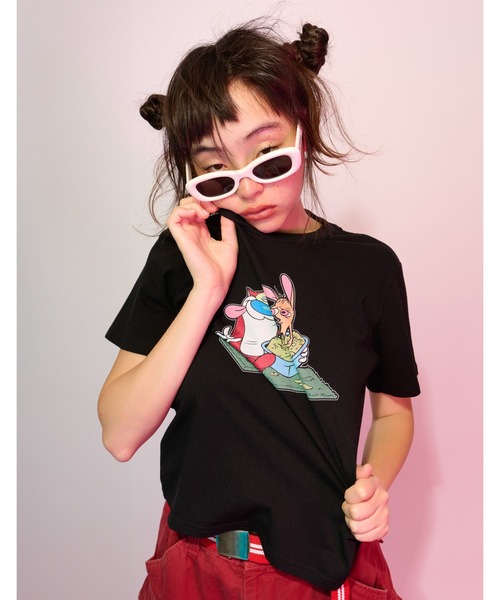 セール】【8】【it】【Little sunny bite】Ren & Stimpy tee（T