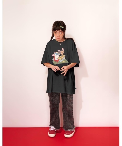 セール】【8】【it】【Little sunny bite】Ren & Stimpy tee（T