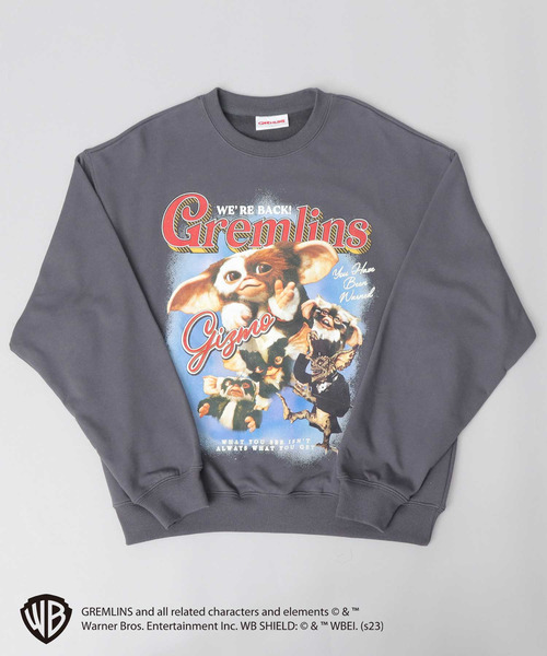 A.M.S.（エーエムエス）の「GREMRINS グレムリン バンドTシャツ風 ギズモプリント 裏パイル クルーネック スウェット トレーナー（Tシャツ/カットソー・メンズ・ヘザーグレー/スミクロ・L/M）」の3枚目の写真