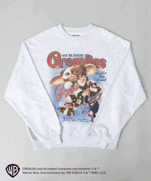 A.M.S.（エーエムエス）の「GREMRINS グレムリン バンドTシャツ風 ギズモプリント 裏パイル クルーネック スウェット トレーナー（Tシャツ/カットソー・メンズ・ヘザーグレー/スミクロ・L/M）」の5枚目の写真