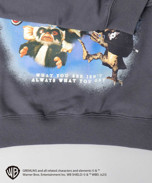A.M.S.（エーエムエス）の「GREMRINS グレムリン バンドTシャツ風 ギズモプリント 裏パイル クルーネック スウェット トレーナー（Tシャツ/カットソー・メンズ・ヘザーグレー/スミクロ・L/M）」の11枚目の写真