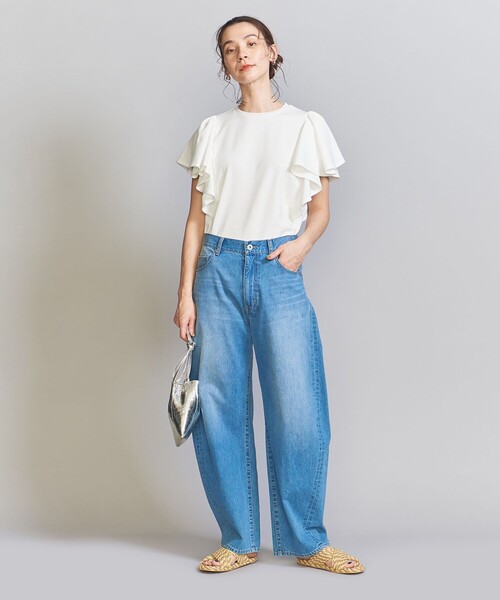 週末削除　ポンチ ラッフルスリーブカットソー BEAUTY&YOUTH UNITED ARROWS（ビューティーアンドユース