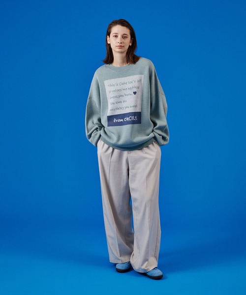 ONCILY(オンシェリー)の「MESSAGE LOGO KNIT PULLOVER / メッセージロゴニットプルオーバー(ニット/セーター・メンズ・ネイビー/ライトブルー・LARGE/MEDIUM)」の16枚目の写真