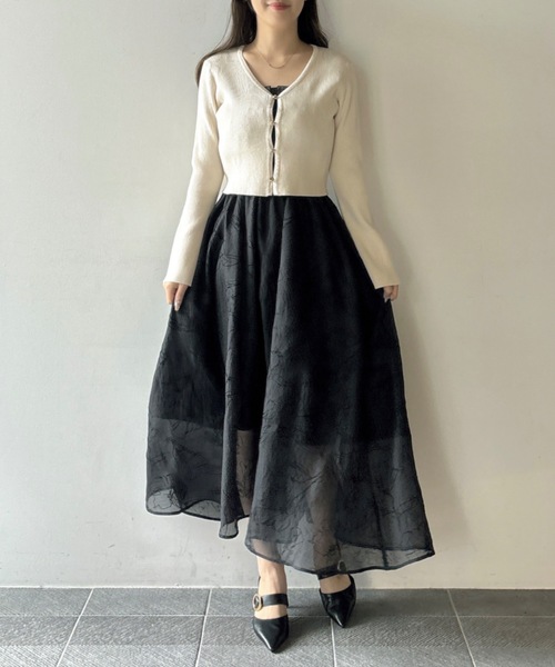 NOMAE（ノーマエ）の「カーデレイヤードキャミワンピース（ワンピース・レディース・アイボリー/ブラック/グリーン・FREE）」の11枚目の写真