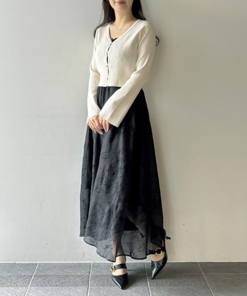 NOMAE（ノーマエ）の「カーデレイヤードキャミワンピース（ワンピース・レディース・アイボリー/ブラック/グリーン・FREE）」の12枚目の写真