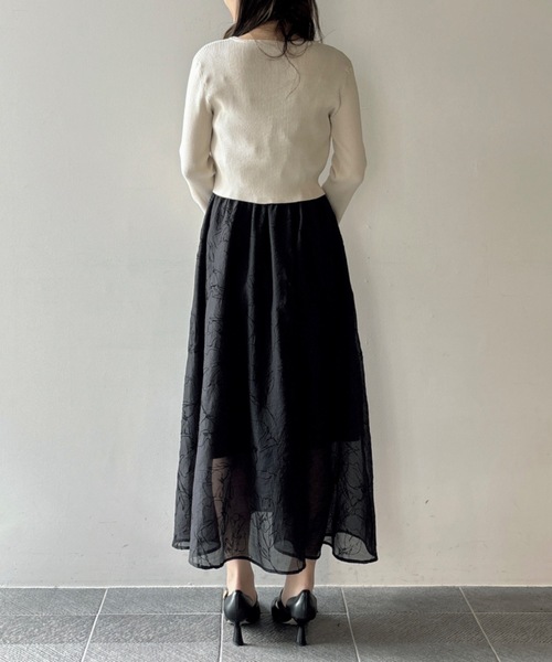 NOMAE（ノーマエ）の「カーデレイヤードキャミワンピース（ワンピース・レディース・アイボリー/ブラック/グリーン・FREE）」の7枚目の写真