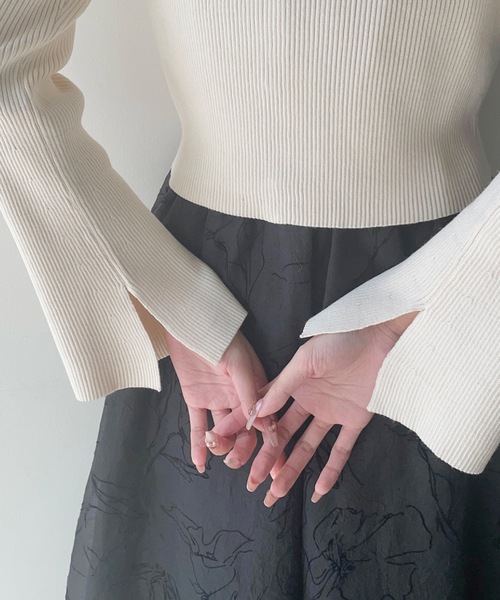 NOMAE（ノーマエ）の「カーデレイヤードキャミワンピース（ワンピース・レディース・アイボリー/ブラック/グリーン・FREE）」の13枚目の写真