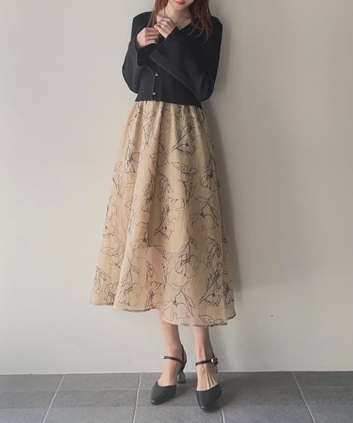 NOMAE（ノーマエ）の「カーデレイヤードキャミワンピース（ワンピース・レディース・アイボリー/ブラック/グリーン・FREE）」の15枚目の写真