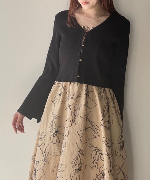 NOMAE（ノーマエ）の「カーデレイヤードキャミワンピース（ワンピース・レディース・アイボリー/ブラック/グリーン・FREE）」の18枚目の写真