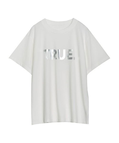 Re:EDIT（リエディ）の「[UVカット][接触冷感][紫外線対策]TRUEメタリックロゴプリントTシャツ（Tシャツ/カットソー・レディース・ホワイト×シルバー/チャコールグレー/ブラック/ホワイト×ゴールド/ホワイト×ブラック・MEDIUM/LARGE）」の2枚目の写真