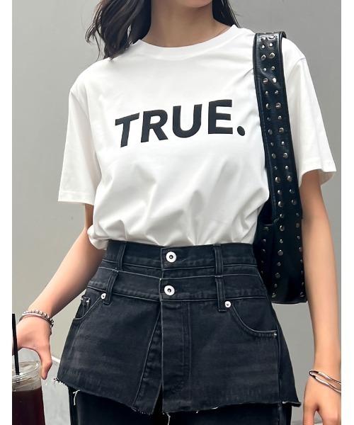 Re:EDIT（リエディ）の「[UVカット][接触冷感][紫外線対策]TRUEメタリックロゴプリントTシャツ（Tシャツ/カットソー・レディース・ホワイト×シルバー/チャコールグレー/ブラック/ホワイト×ゴールド/ホワイト×ブラック・MEDIUM/LARGE）」の6枚目の写真