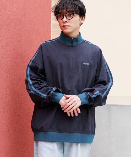 SIGNAL SPORTS(シグナルスポーツ)の「【SIGNAL SPORTS】サイドライン/天竺ハーフジップオーバーサイズロンT(Tシャツ/カットソー・メンズ・グリーン/オフホワイト/イエロー/ダークグレー・LARGE/MEDIUM)」の16枚目の写真