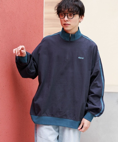 SIGNAL SPORTS(シグナルスポーツ)の「【SIGNAL SPORTS】サイドライン/天竺ハーフジップオーバーサイズロンT(Tシャツ/カットソー・メンズ・グリーン/オフホワイト/イエロー/ダークグレー・LARGE/MEDIUM)」の17枚目の写真