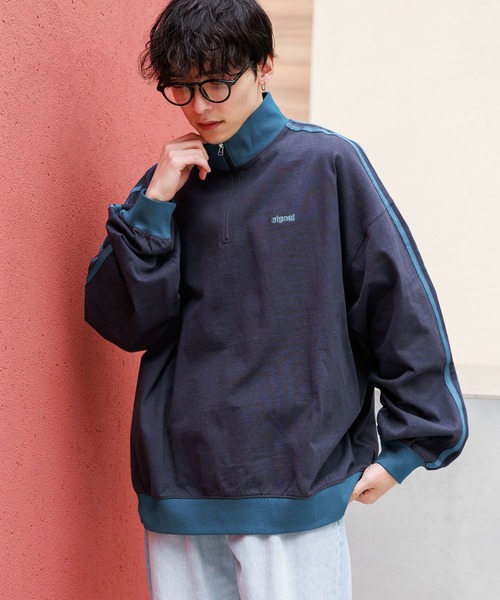 SIGNAL SPORTS(シグナルスポーツ)の「【SIGNAL SPORTS】サイドライン/天竺ハーフジップオーバーサイズロンT(Tシャツ/カットソー・メンズ・グリーン/オフホワイト/イエロー/ダークグレー・LARGE/MEDIUM)」の18枚目の写真