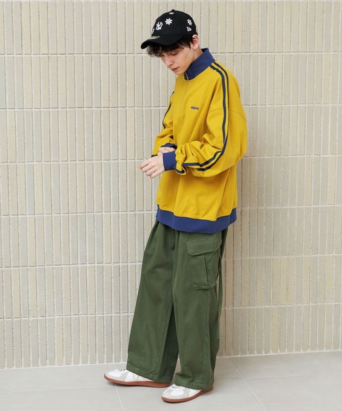 SIGNAL SPORTS(シグナルスポーツ)の「【SIGNAL SPORTS】サイドライン/天竺ハーフジップオーバーサイズロンT(Tシャツ/カットソー・メンズ・グリーン/オフホワイト/イエロー/ダークグレー・LARGE/MEDIUM)」の5枚目の写真