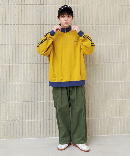 SIGNAL SPORTS(シグナルスポーツ)の「【SIGNAL SPORTS】サイドライン/天竺ハーフジップオーバーサイズロンT(Tシャツ/カットソー・メンズ・グリーン/オフホワイト/イエロー/ダークグレー・LARGE/MEDIUM)」の6枚目の写真